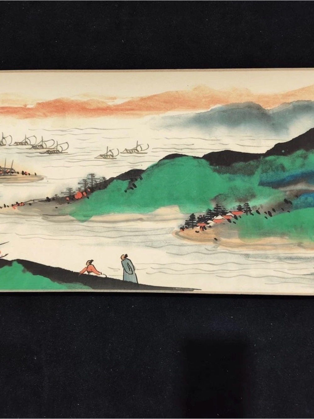 86in Chinese Long Painting Rice Paper Scrolls Landscape 清漓烟岚 By Zhang Daqian 张大千